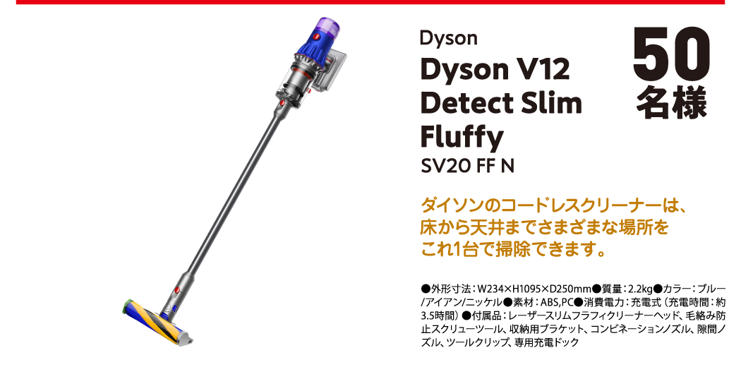 Dyson Dyson V12 Detect Slim Fluffy SV20 FF N 50名様