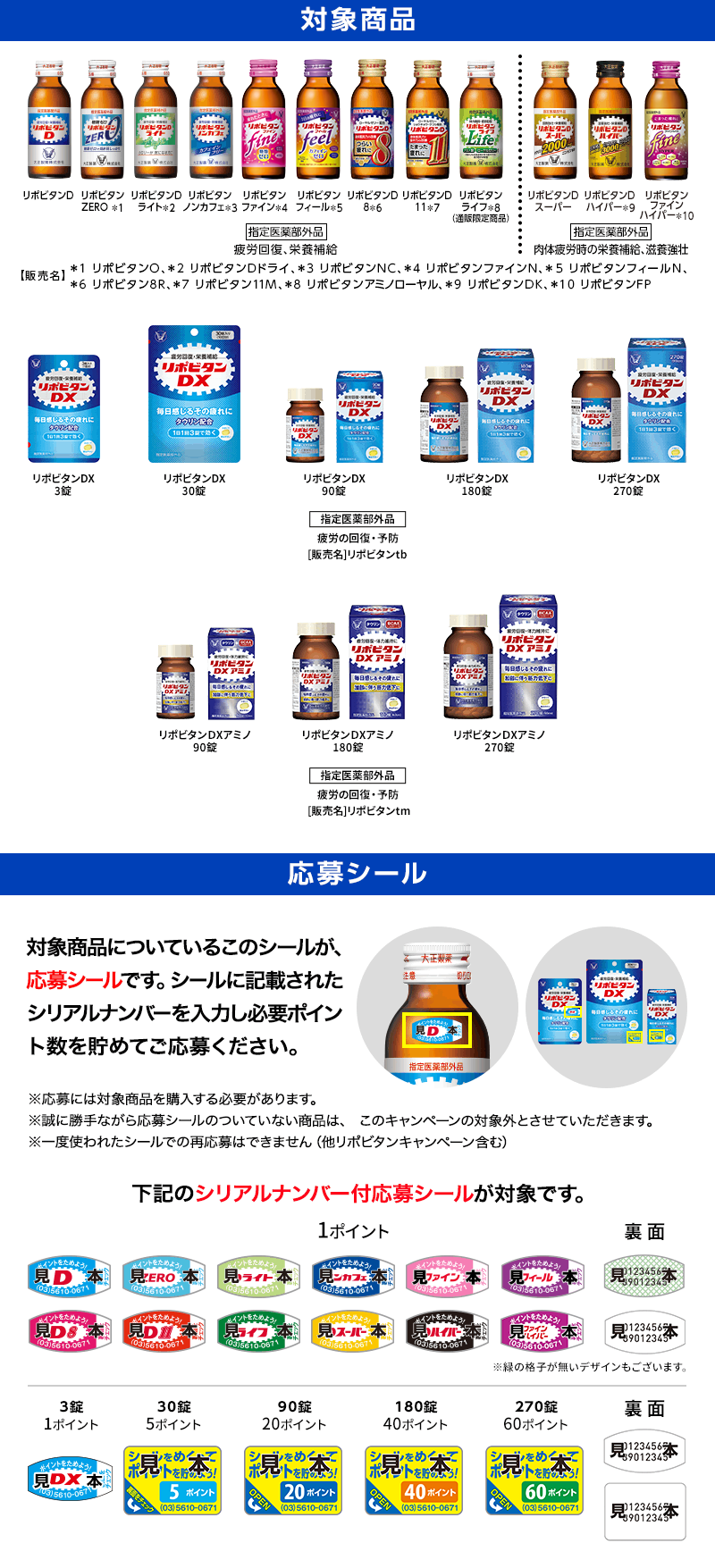 対象商品 応募シール